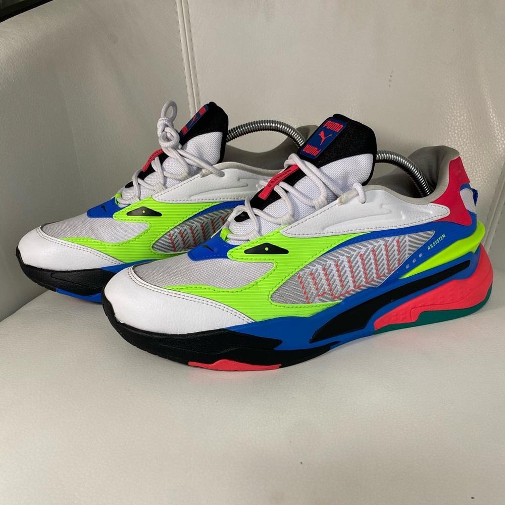 Puma Mens US Size 10.5 RS-Fast Dazed 382927-01 White Red Blue Sneaker Shoes